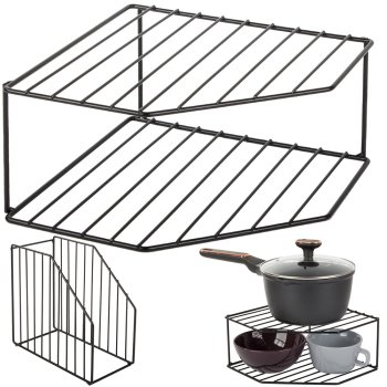 Two-Tier Metal Corner Shelf for Kitchen and Bathroom, Mixed Colors