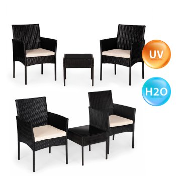 Lauko baldų komplektas MultiGarden, 2 kėdės ir stalas, juodas