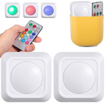 Wireless RGB LED Night Lamps with Remote – 2 Pack