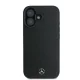 Mercedes dėklas iPhone 16 telefonui Textured And Plain Leather MagSafe, juodas