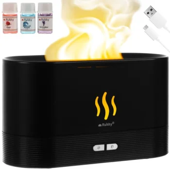 Air Humidifier and Aroma Diffuser Ruhhy with Flame Effect 180ml, Black