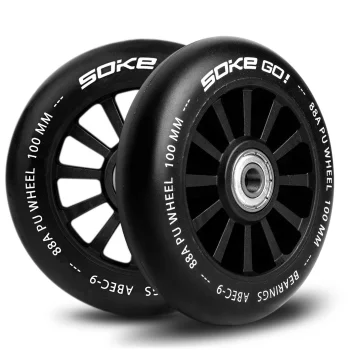 Paspirtuko ratukai Soke 100 mm, 2 vnt., juodi