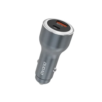 Dudao R4Ultra Automobilinis įkroviklis USB-A / USB-C 120W PD QC, pilkas