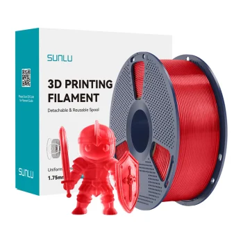 Sunlu PLA+ 3D spausdintuvo plastikas 1.75 mm, skaidri raudona