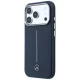 Mercedes Leather Semi Wrap Iconic Line MagSafe dėklas, skirtas iPhone 17 Pro Max, tamsiai mėlynas