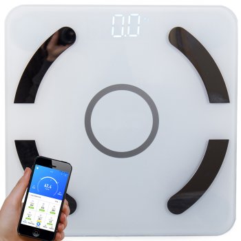 Analitinės vonios svarstyklės su Bluetooth, stiklas, 180 kg, baltos