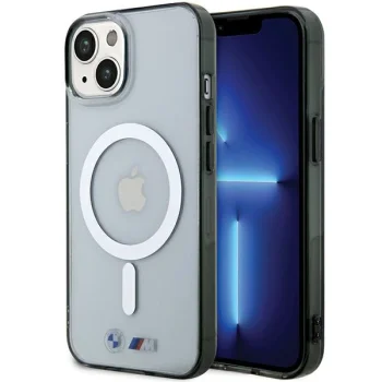BMW Silver Ring MagSafe dėklas iPhone 15 / 14 / 13 telefonams, skaidrus
