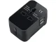 Universalus kelioninis adapteris su 2 USB jungtimis, juodas