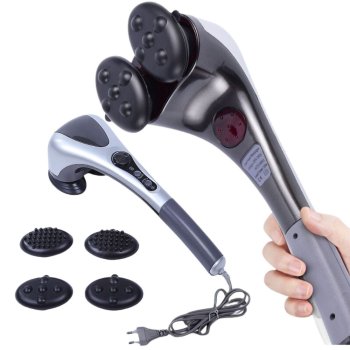 Double Vibration Body Massager with Heating and Infrared Light, Silver