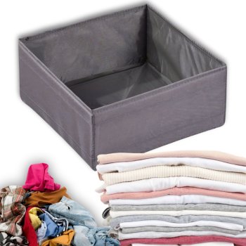 Textile Organizer for Clothes and Underwear, Grey, 28x28x13 cm