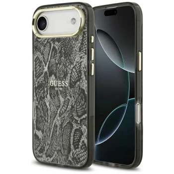Guess Python Pattern MagSafe dėklas telefonui iPhone Air, juodas