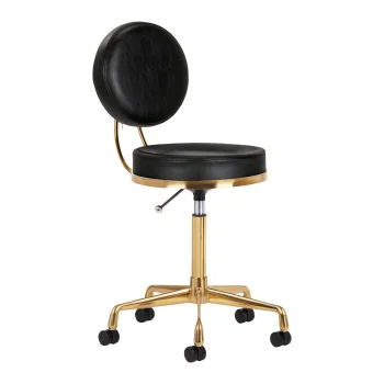Activeshop H5 kosmetologinė kėdė su atlošu, juoda/auksinė