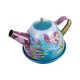 Mermaid Tin Tea Set for Kids, 9-Piece Pretend Play Toy with Carry Case
