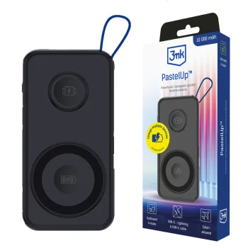 Išorinė baterija 3mk PastelUp, 10000 mAh, 22.5W, USB 1A1C, juoda