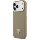 Guess Grained Triangle Logo MagSafe dėklas iPhone 17 Pro Max, rudas
