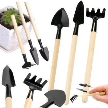 Mini Garden Tool Set 3-in-1, Trowel and Rake for Indoor Plants