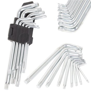 Šešiakampių ir Torx raktų komplektas 1.5-10 mm, T10-T50, 9 vnt.