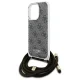 Guess dėklas iPhone 16 Pro Max su reguliuojamu laidu Crossbody Cord 4G, rudas