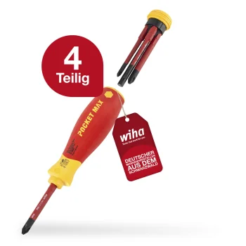 Atsuktuvas su antgalių dėtuve Wiha PocketMax electric, 5 dalių
