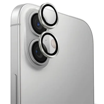 UNIQ Optix Aluminum Camera Lens Protector with applicator for iPhone 16 / Plus - silver