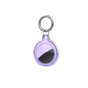 Vandeniui atsparus dėklas Apple AirTag su karabinu, violetinis
