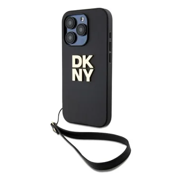 DKNY dėklas, skirtas iPhone 15 Pro su riešo dirželiu, juodas