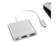 3-in-1 USB-C šakotuvas-adapteris su HDMI 4K ir USB 3.0, baltas ir sidabrinis