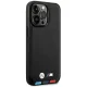 BMW Leather Stamp Tricolor dėklas, skirtas Apple iPhone 14 Pro, juodas