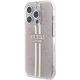 Guess iPhone 15 Pro Case IML 4G Gold Stripe, Pink