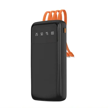 Dudao K6Pro 10000mAh išorinė baterija su laidais, juoda