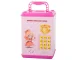 Interactive safe-style money box with PIN code for banknotes and coins, pink
