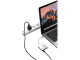 3-in-1 USB-C šakotuvas-adapteris su HDMI 4K ir USB 3.0, baltas ir sidabrinis
