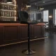 ModernHome Adjustable Swivel Bar Stool with Back and Footrest for Kitchen, Black