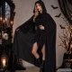 Long Hooded Halloween Cape for Cosplay and Costumes, Black