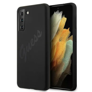 Guess Samsung Galaxy S21+ dėklas Silicone Vintage Script, juodas