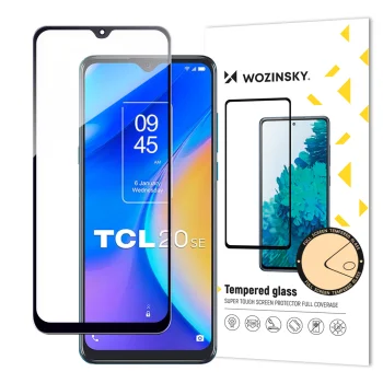 Apsauginis stiklas Wozinsky Full Glue telefonui TCL 20 SE, 9H, su juodu rėmeliu