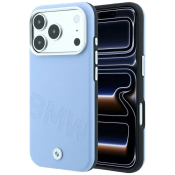 BMW Sign Inclined Deboss Letters MagSafe dėklas iPhone 17 Pro / 18 Pro, mėlynas