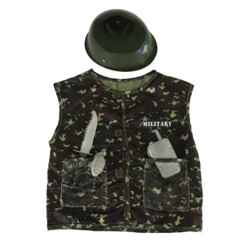 Kids Carnival Costume - Soldier with Helmet and Accessories, 3-8 Years