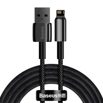 Baseus Tungsten Gold USB ir Lightning laidas, 2.4A, 2 m, juodas
