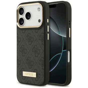 Guess 4G Logo Plate MagSafe case for iPhone 18 Pro / 17 Pro, black