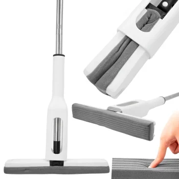 Ypatingai sugeriantis kempininis mopas su gręžimo mechanizmu, baltas