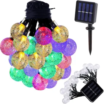 Saulės baterijų sodo girlianda 20 LED, įvairiaspalvė