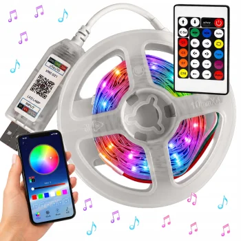 Flexible RGB IC LED Strip 10m with Bluetooth and Remote