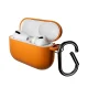 Silikoninis dėklas Puro Icon ausinėms AirPods Pro 3 su karabinu, oranžinis