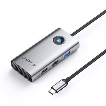 Orico PW11-5P USB-C šakotuvas (1xUSB-A 3.0, 2xUSB-A 2.0, PD, HDMI), pilkas