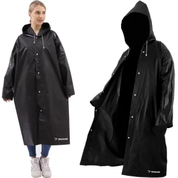 Trizand Snap Button Raincoat, Universal, Black