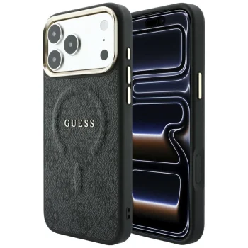 Guess Embossed 4G Classic MagSafe dėklas skirtas iPhone 17 Pro Max / 18 Pro Max, juodas