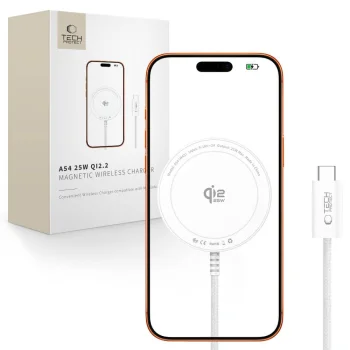 Tech-Protect A54 MagSafe 25W belaidis įkroviklis, baltas
