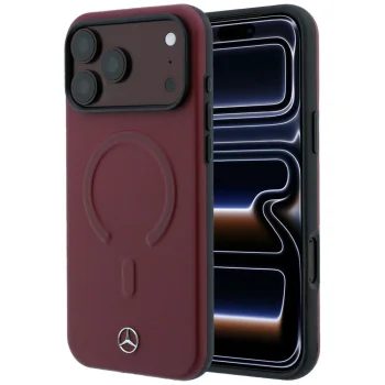 Mercedes Leather 3D MagSafe dėklas skirtas iPhone 17 Pro Max, tamsiai mėlynas