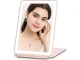 Folding LED Makeup Mirror with Adjustable Light, Rechargeable, Pink